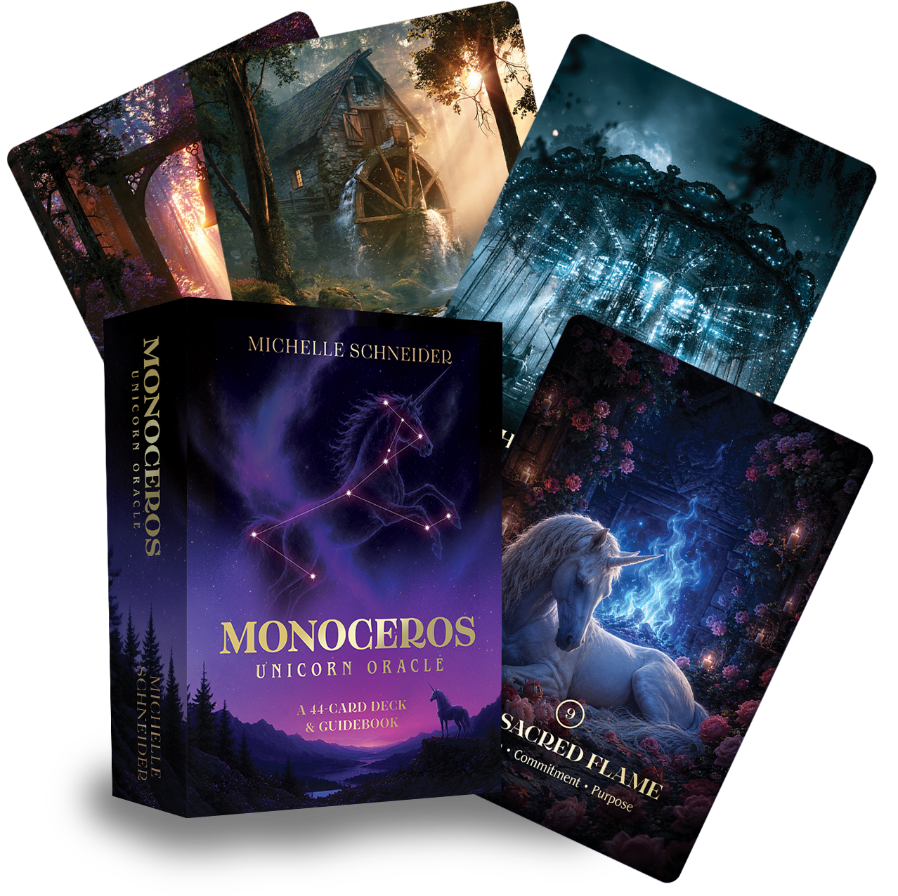 Monoceros Unicorn Oracle | 44-Card Deck & Guidebook by Michelle Schneider