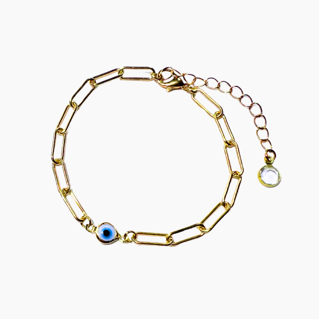 Evil Eye Adjustable Gold Chain Bracelet