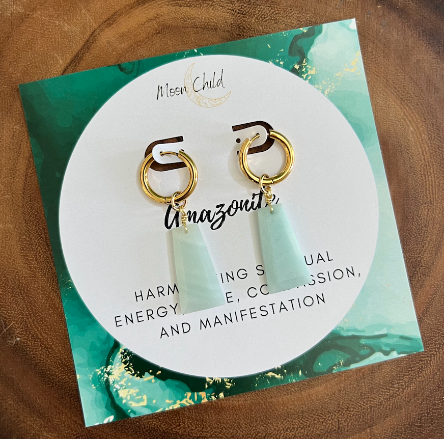 Amazonite Egyptian Gemstone Gold Earrings
