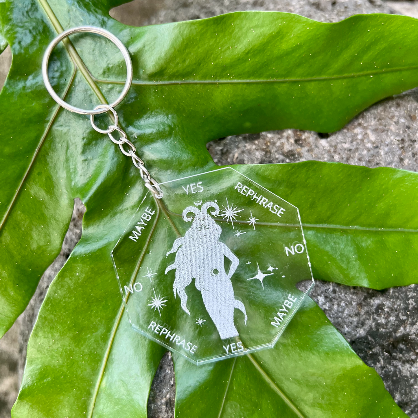 2.5" Aries ZODIAC Keychain Pendulum Board | Goddess | Moon | Stars | Clear Acrylic