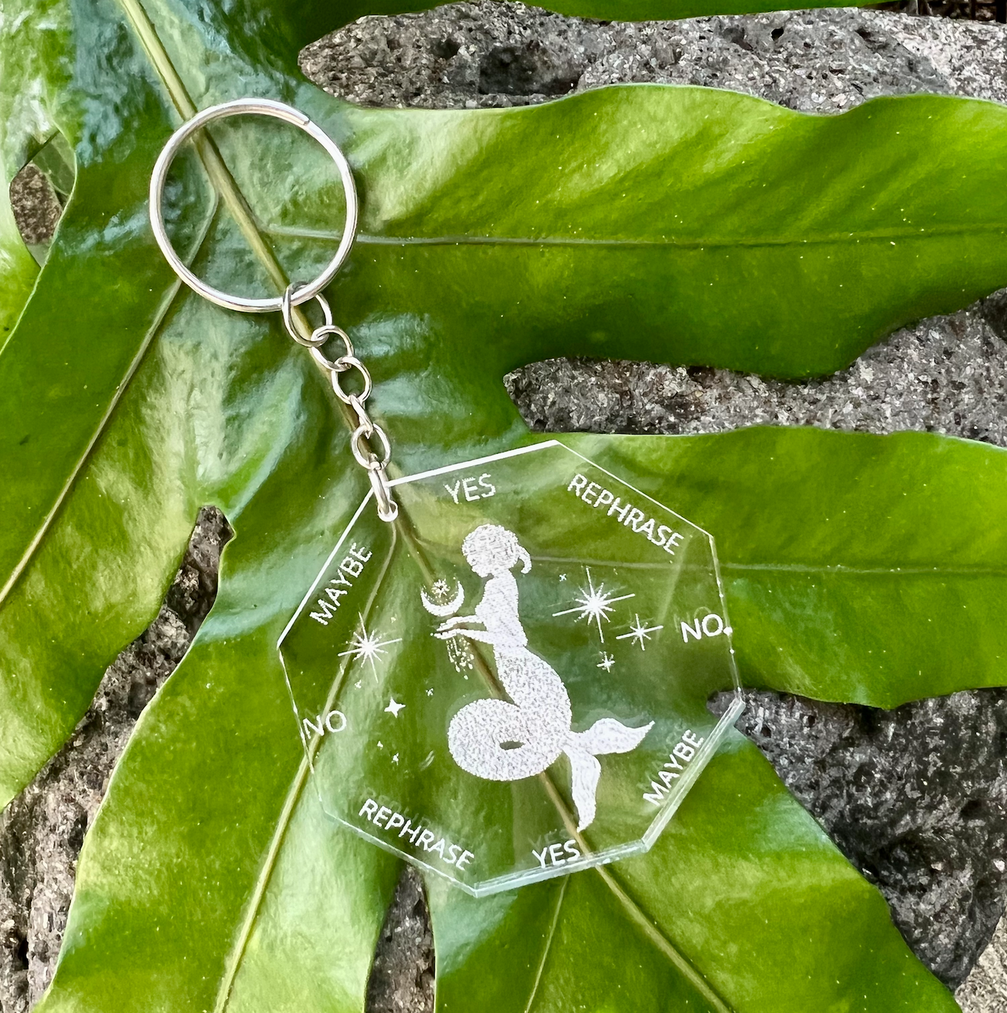 2.5" Capricorn ZODIAC Keychain Pendulum Board | Goddess | Moon | Stars | Clear Acrylic