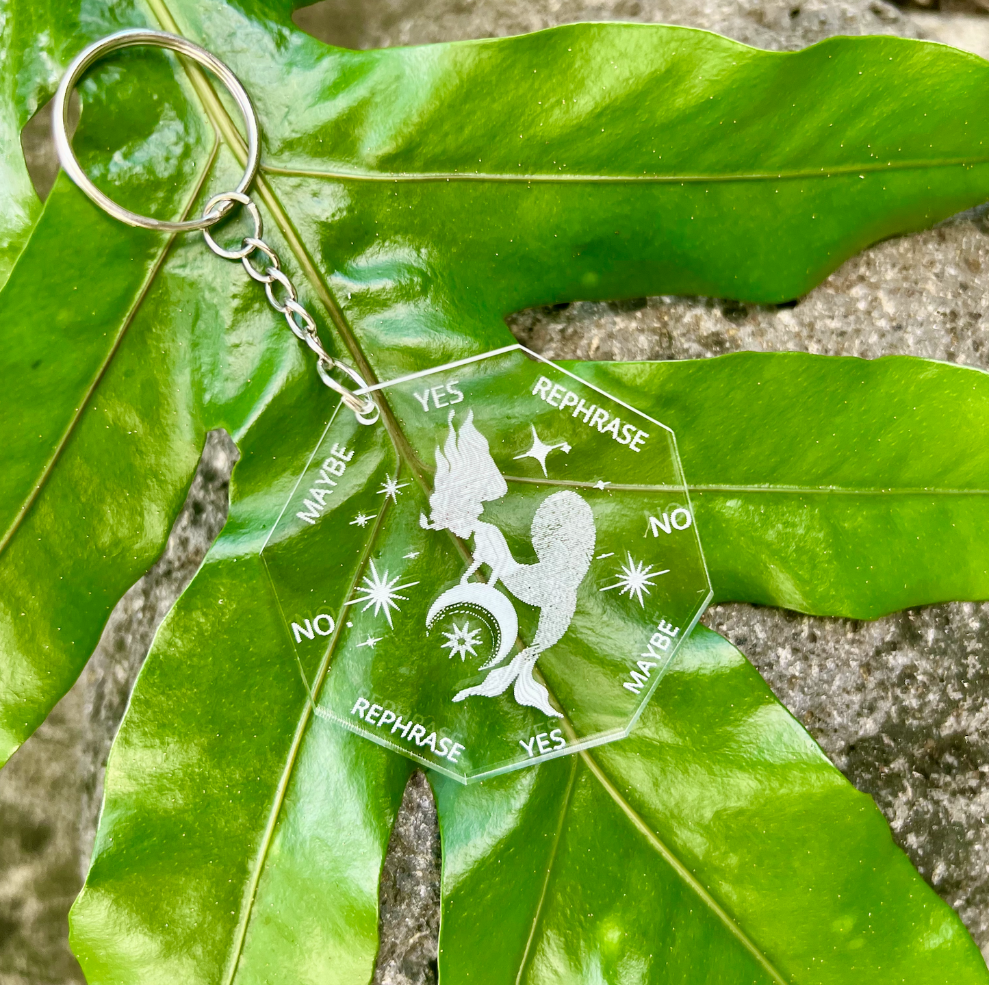 2.5" Pisces ZODIAC Keychain Pendulum Board | Goddess | Moon | Stars | Clear Acrylic