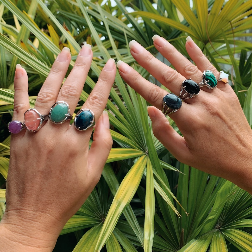 Black Onyx Gemstone Adjustable Ring