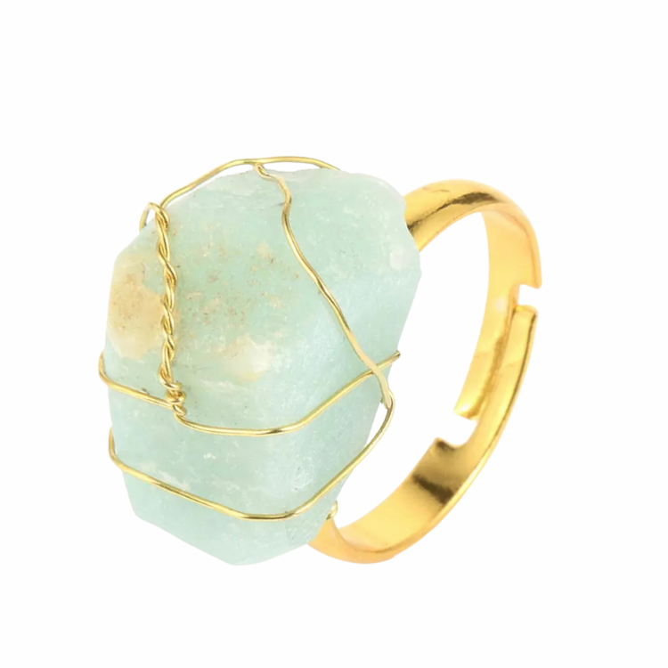 Amazonite Rough Gemstone Ring - "Harmonizing Energy & Manifestation"