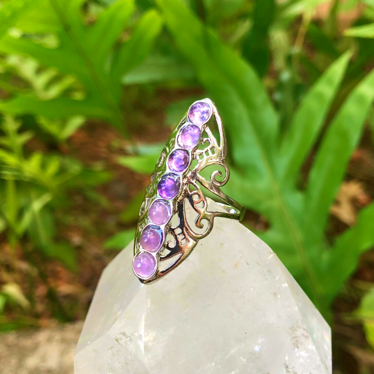 Amethyst Bohemian Style Gemstone Ring
