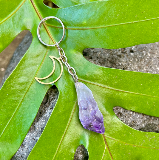 Amethyst Rough Gemstone Key Chain ~ "Energy Clearing"