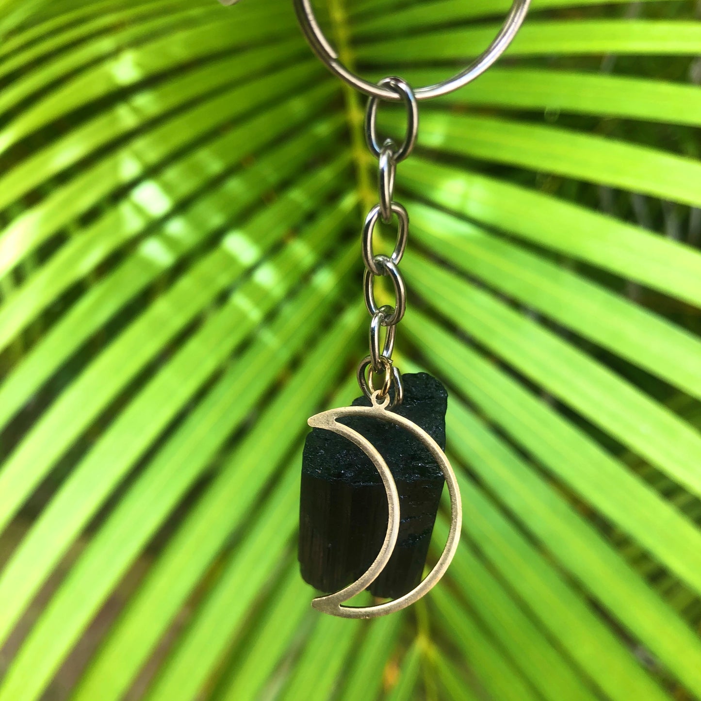 Black Tourmaline Rough Gemstone Key Chain ~ "Protection"