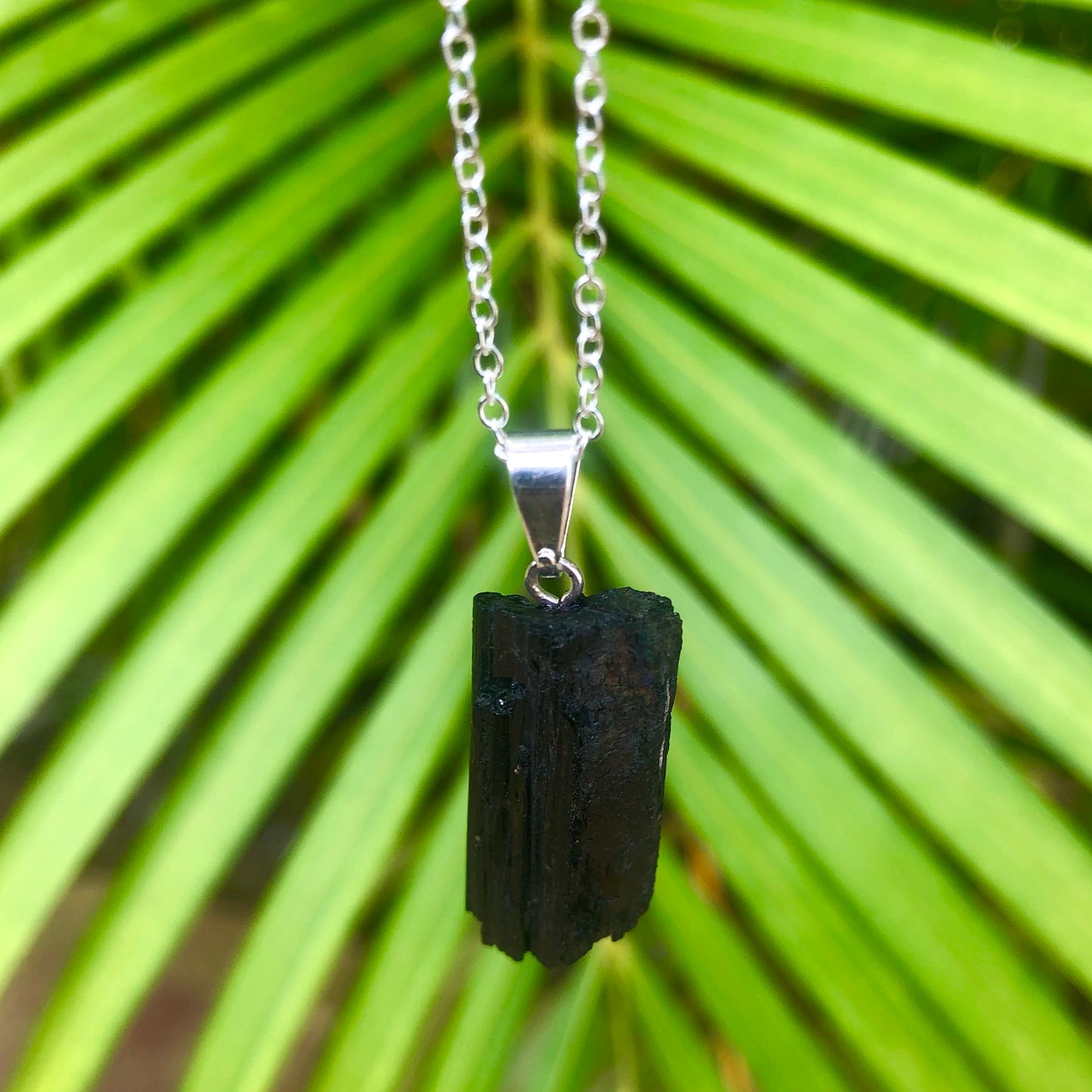 Black Tourmaline Rough Gemstone Necklace ~ "Protection"