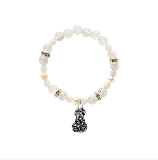 "Soul Searching" Bracelet - Crystal Quartz & Moonstone