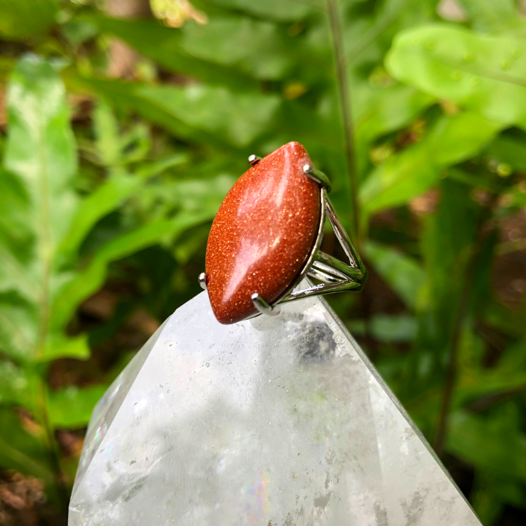 Sandstone Marquis Gemstone Adjustable Ring