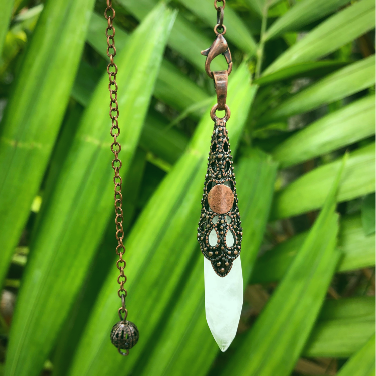 Crystal Quartz Copper Pendulum - "Spiritual Awareness, Clarity & Power"