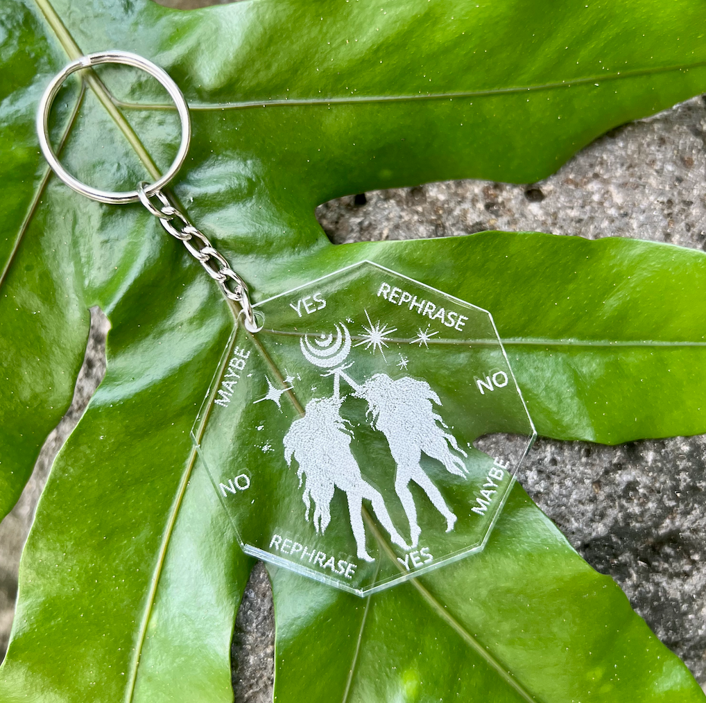2.5" Gemini ZODIAC Keychain Pendulum Board | Goddess | Moon | Stars | Clear Acrylic