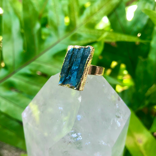 Kyanite Rough Gemstone Ring w/ Gold