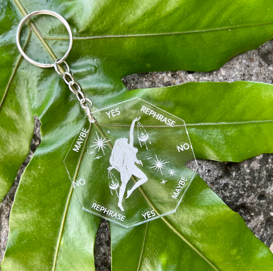 2.5" Libra ZODIAC Keychain Pendulum Board | Goddess | Moon | Stars | Clear Acrylic