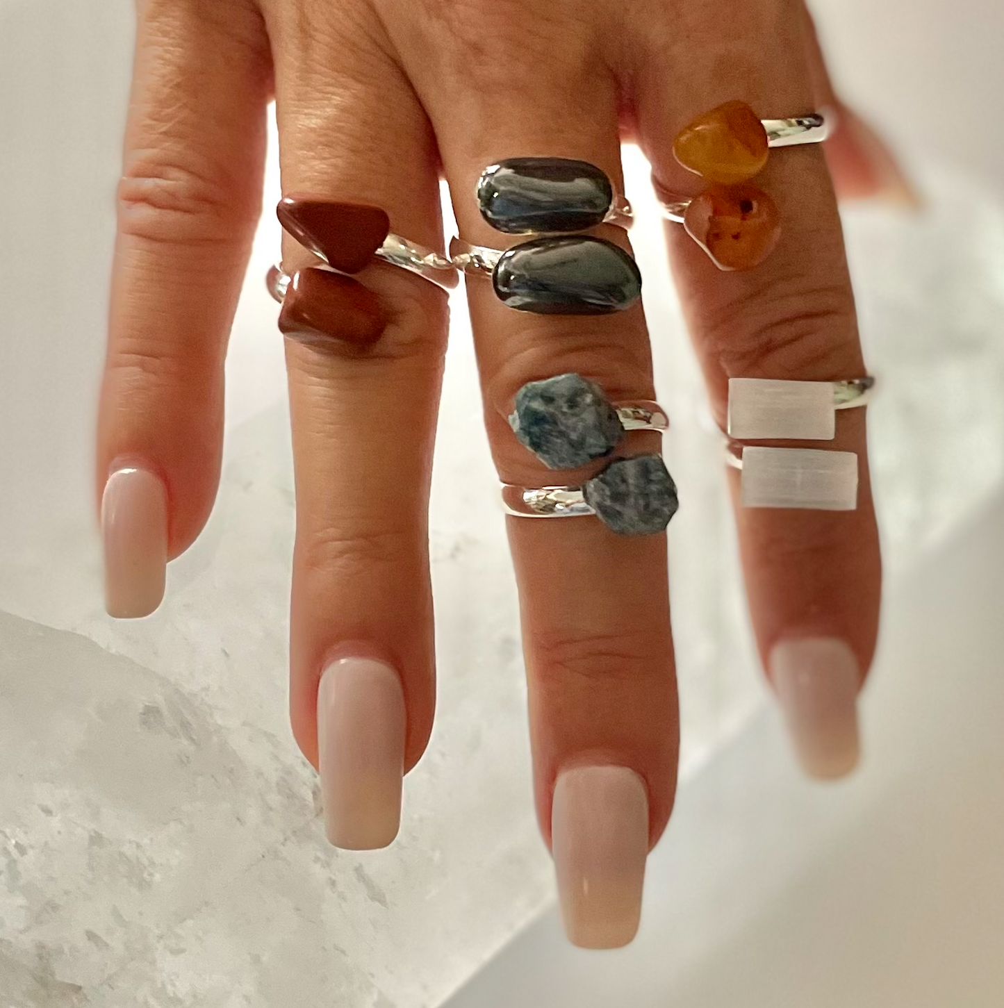Carnelian Silver Plated Adjustable Wrap Ring