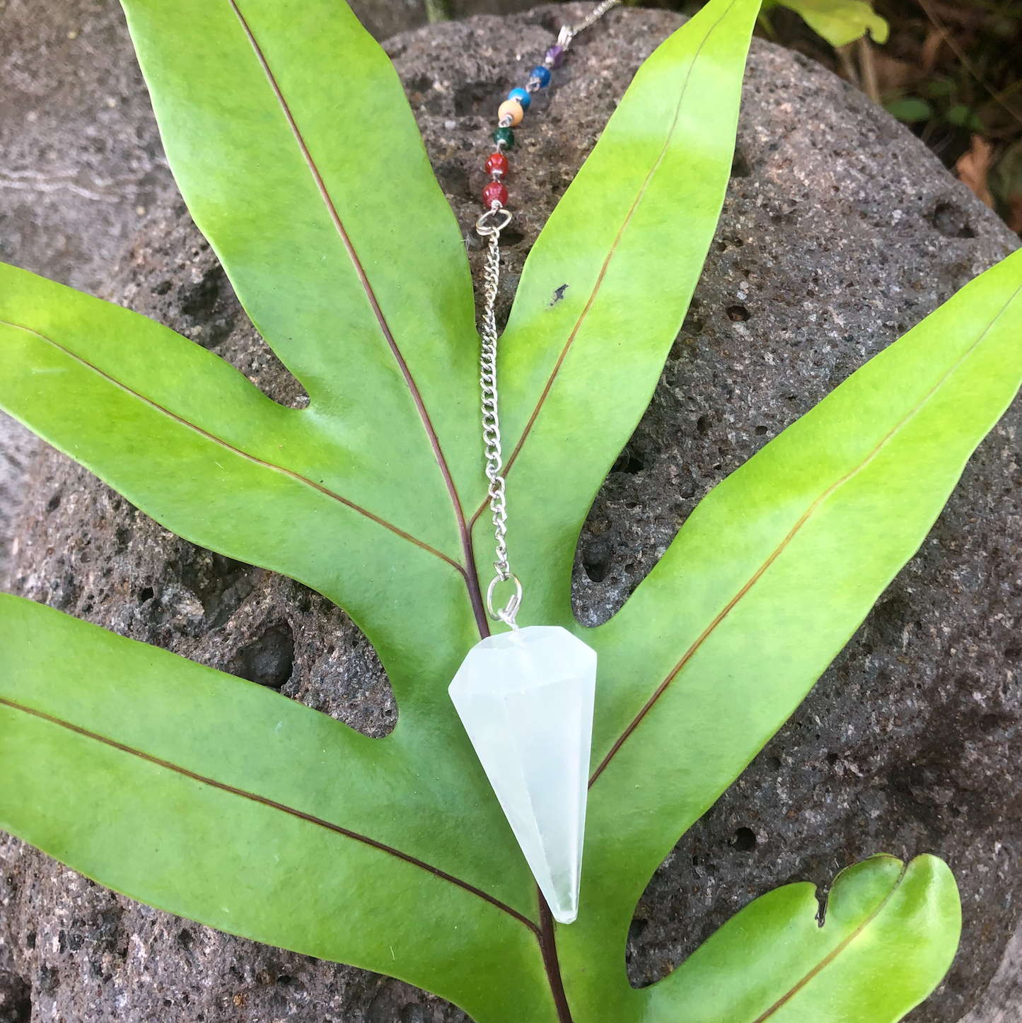 Selenite Chakra Pendulum ~ "Higher Consciousness, Spirit Guides, & Angels"