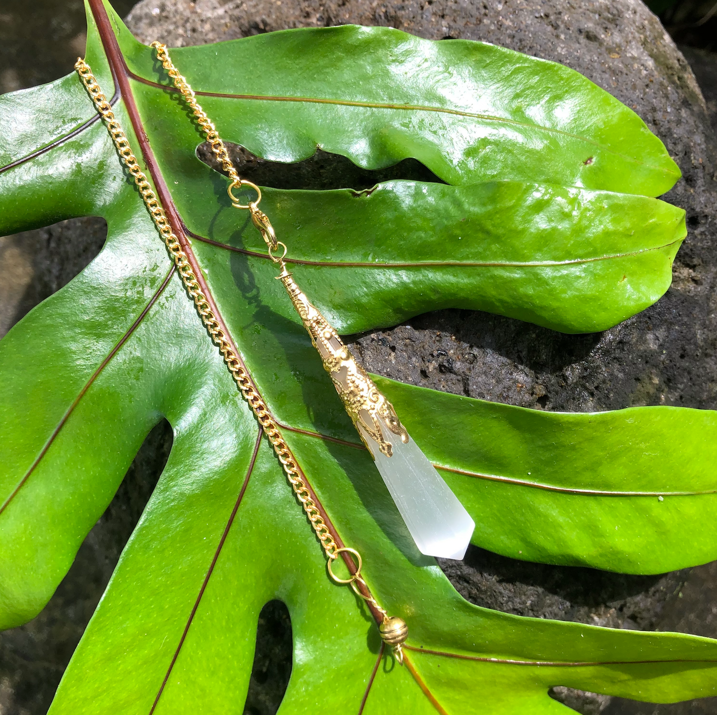 "Clarity & Higher Consciousness" Gold Selenite Pendulum | Divination Tool