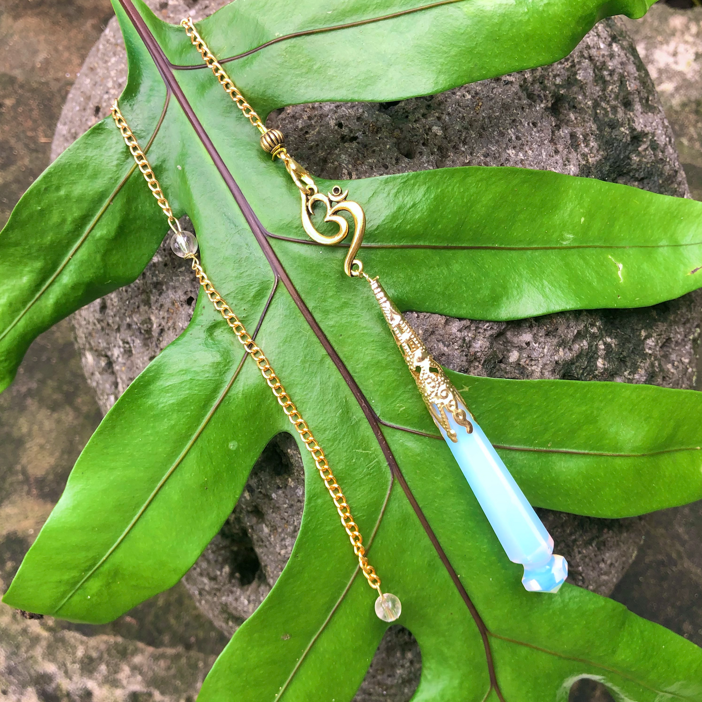 *Spiritual Awakening & Balance* Gold Opalite Pendulum | OM | Divination Tool