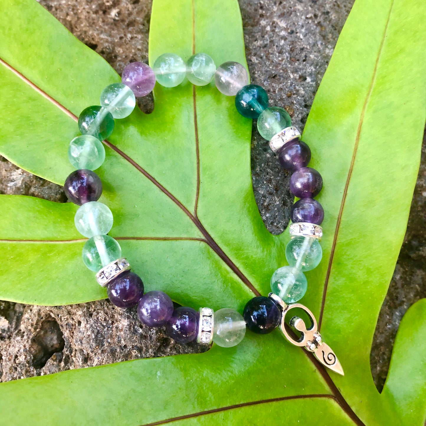 "Harmonizing Energy" Goddess Bracelet - Fluorite & Amethyst