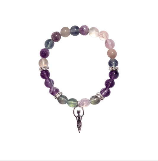 "Harmonizing Energy" Goddess Bracelet - Fluorite & Amethyst