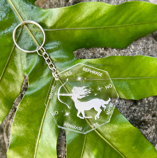 2.5" Sagittarius ZODIAC Keychain Pendulum Board | Goddess | Moon | Stars | Clear Acrylic