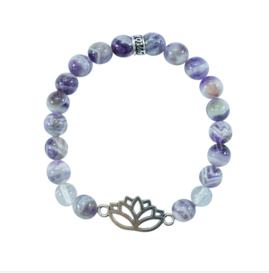 "Stress Relief" Lotus Bracelet - Chevron Amethyst