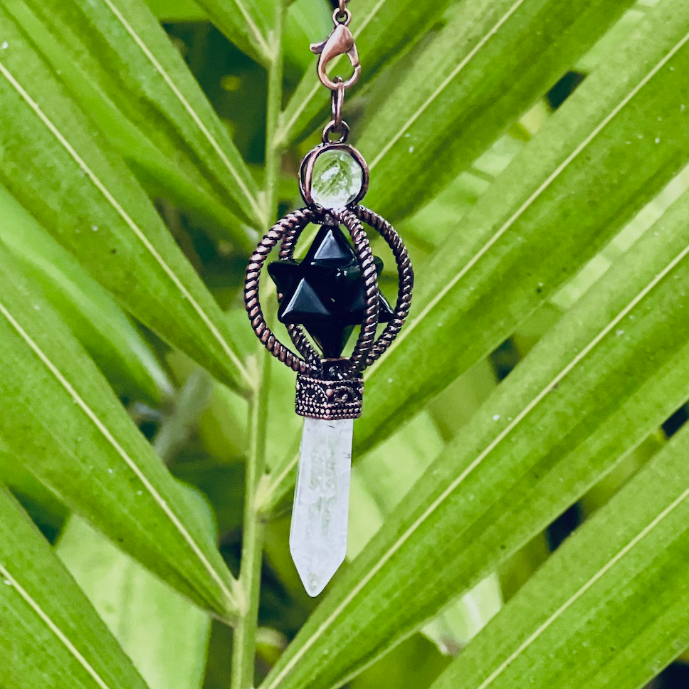 Black Onyx Merkaba Copper Pendulum - "Inner Strength, Confidence, & Power"
