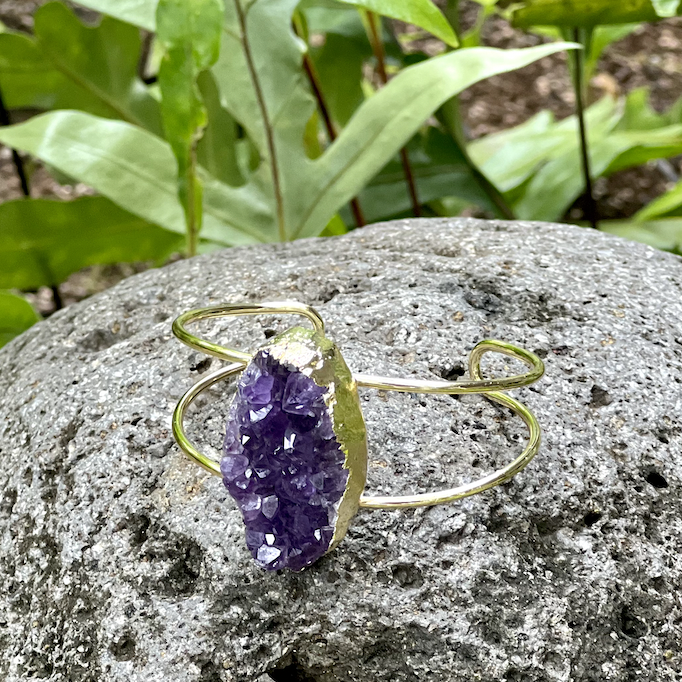 Large Amethyst Geode Gold Bangle ~ *SPIRITUAL PROTECTION & PURIFICATION*