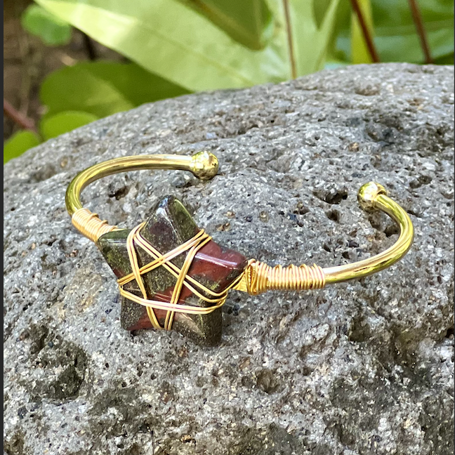 Dragon Blood Star Gold Bangle "Abundance, Love, & Purpose"