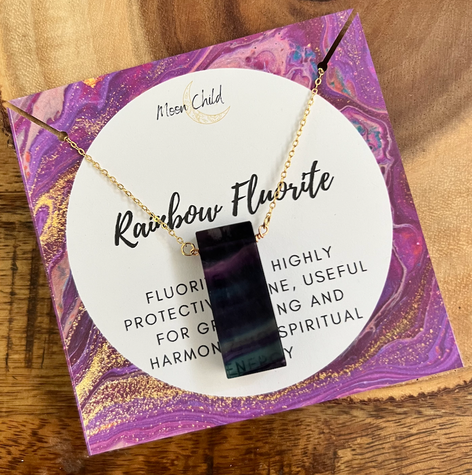 Large Gold Rainbow Fluorite Pendant ~ "Harmonizing Spiritual Energy"