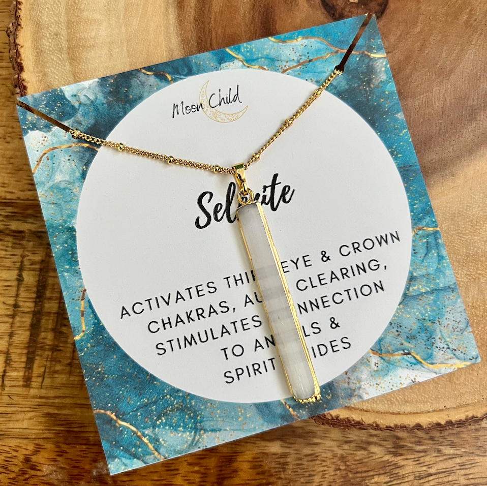 Gold Selenite Pendant ~ "Aura Clearing"