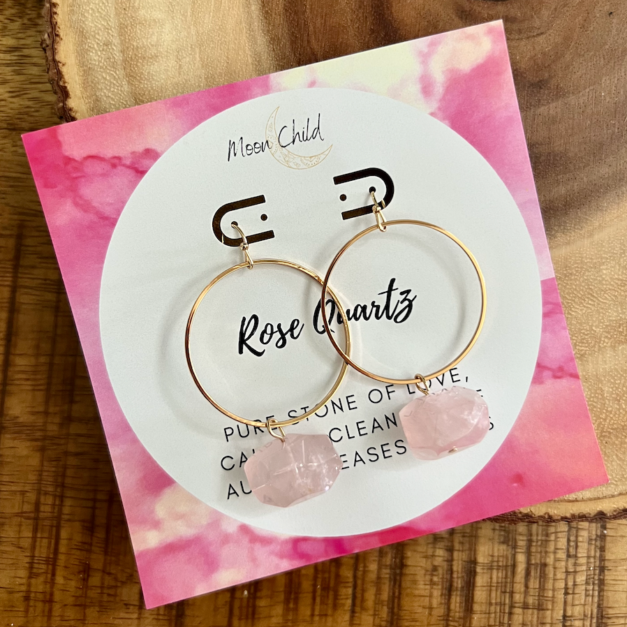 Rose Quartz Orb Gemstone Gold Earrings ~ "Love & Tranquility"