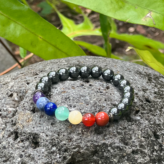 Hematite Chakra Gemstone Bracelet for Grounding & Protection