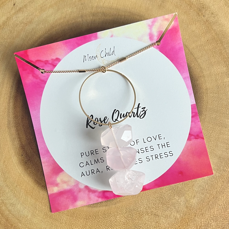 Rose Quartz Orb Necklace Long