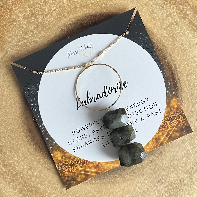 Labradorite Orb Necklace Long