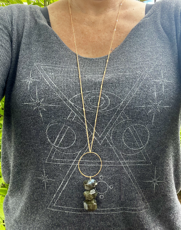 Labradorite Orb Necklace Long