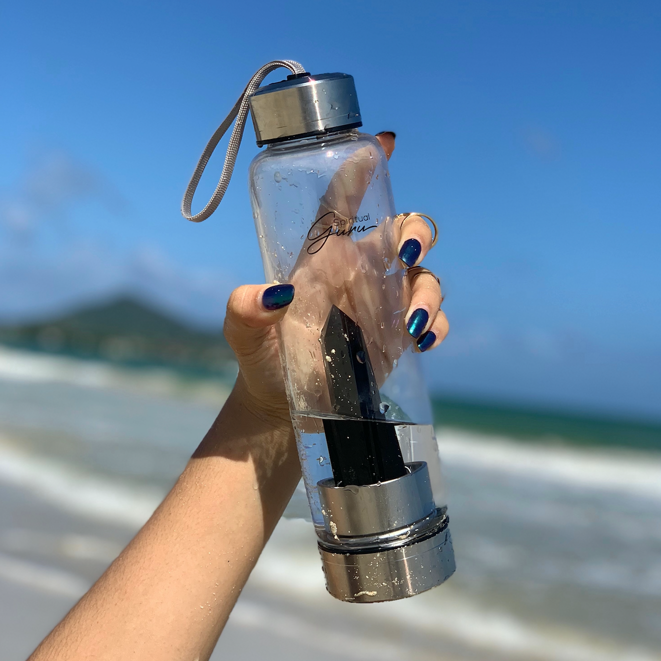 Black Obsidian Crystal Elixir Water Bottle