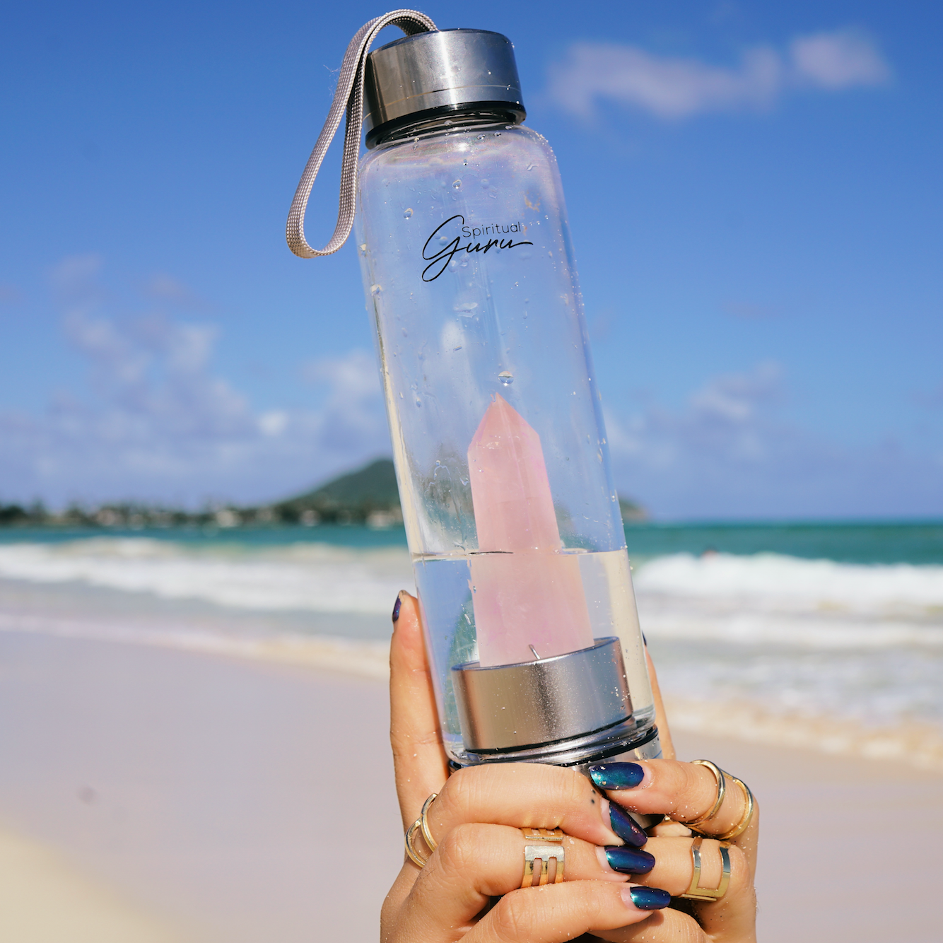 Rose Quartz Crystal Elixir Water Bottle