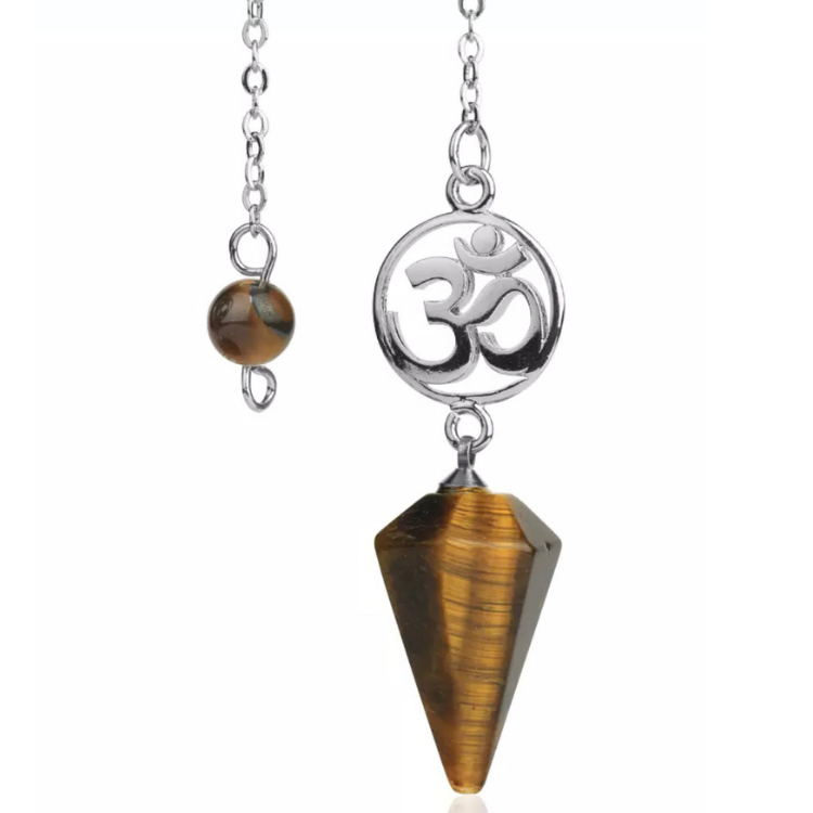Tiger's Eye Silver OM Pendulum - "Spiritual Balance"