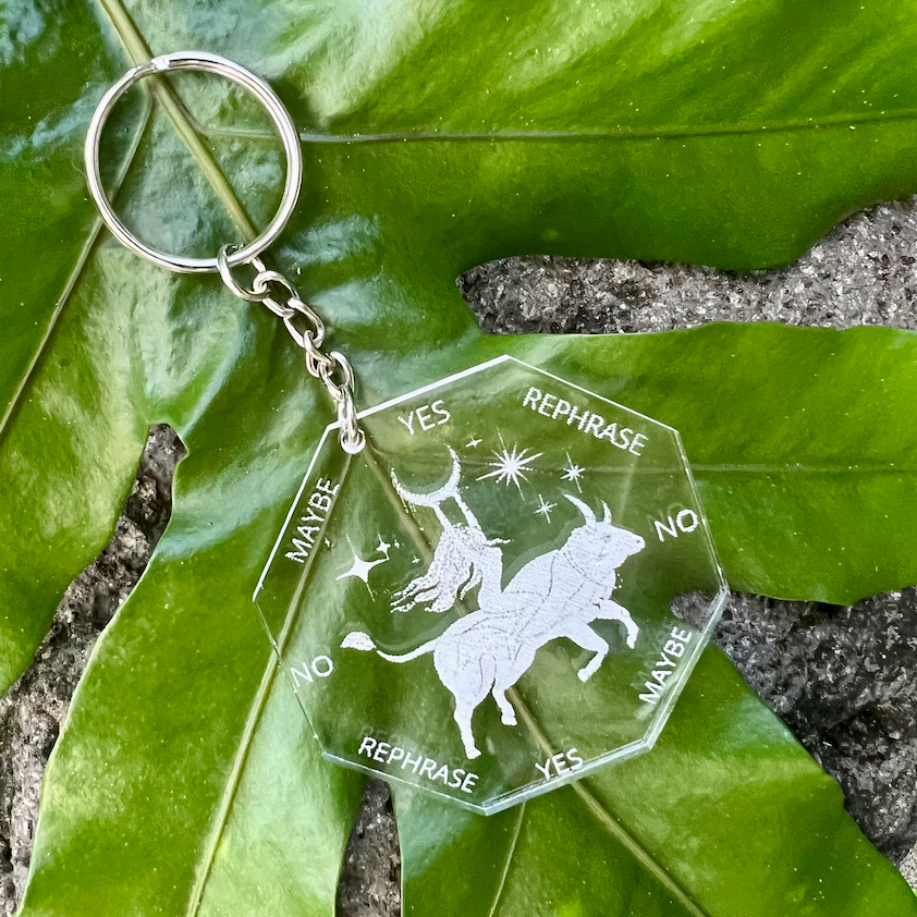 2.5" Taurus ZODIAC Keychain Pendulum Board | Goddess | Moon | Stars | Clear Acrylic