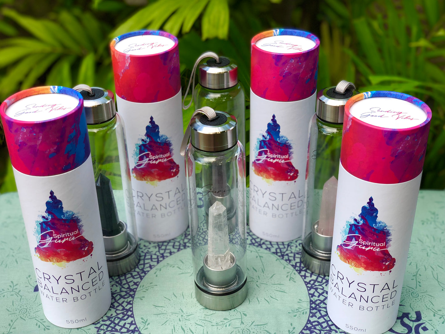 Clear Crystal Quartz Crystal Elixir Water Bottle