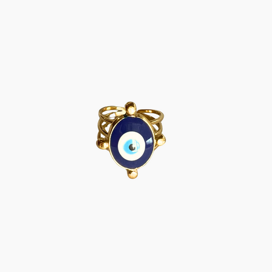 Evil Eye Gold Royalty Ring