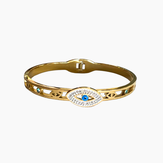 Crystal Third Eye Gold Bangle