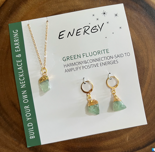 'Energy' Gold Necklace & Earring Bundle