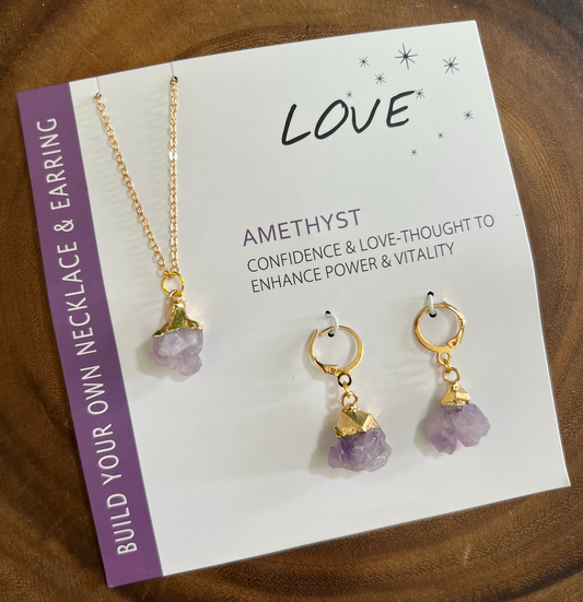 'Love' Gold Necklace & Earring Bundle