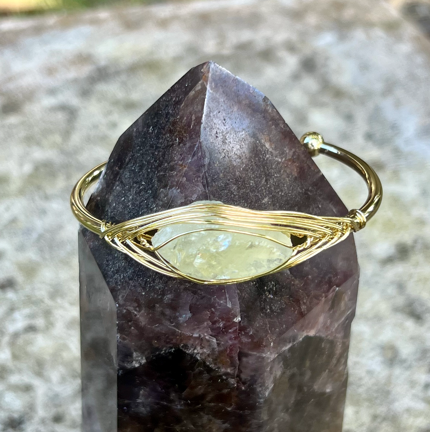 Citrine Third Eye Gemstone Gold Bangle