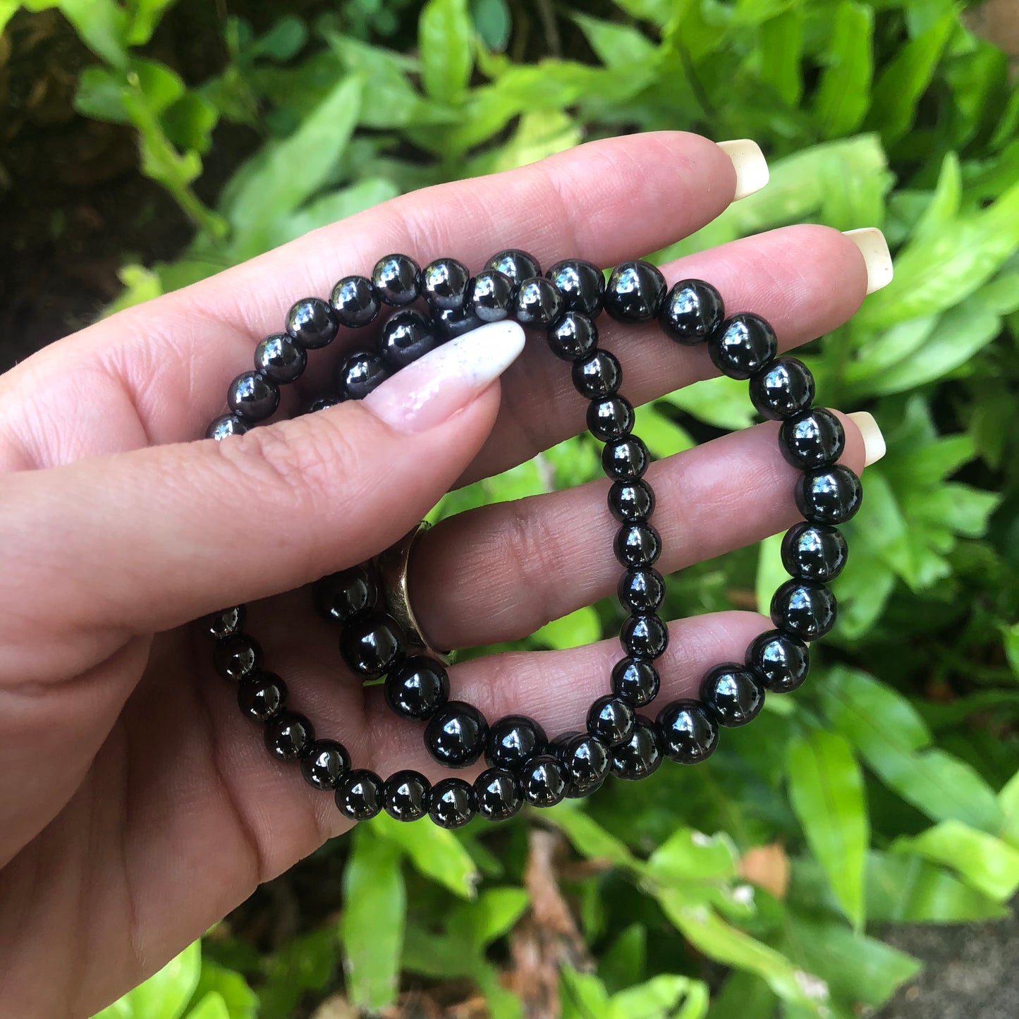 Hematite Mala Bead Bracelet