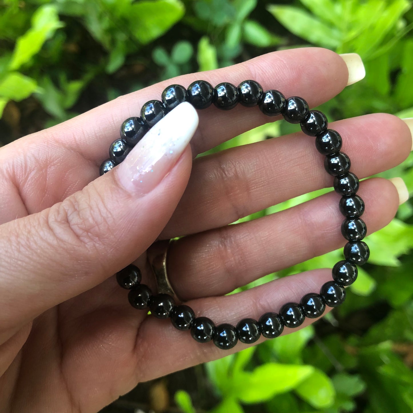 Hematite Mala Bead Bracelet