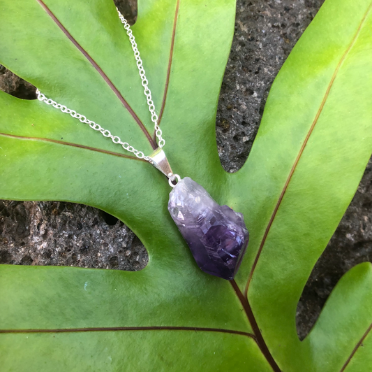 Amethyst Rough Gemstone Point Necklace ~ "Clearing Negativity"