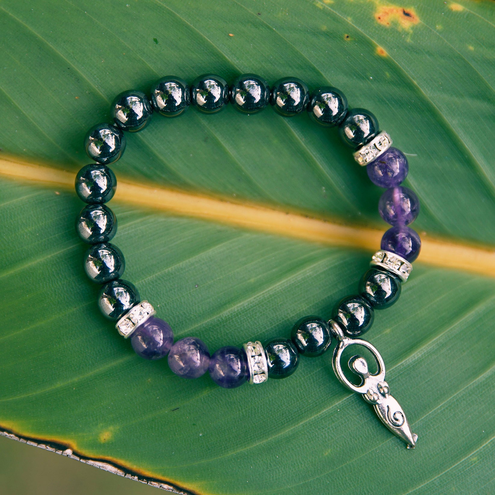 "Grounding" Bracelet Amethyst & Hematite MOON CHILD